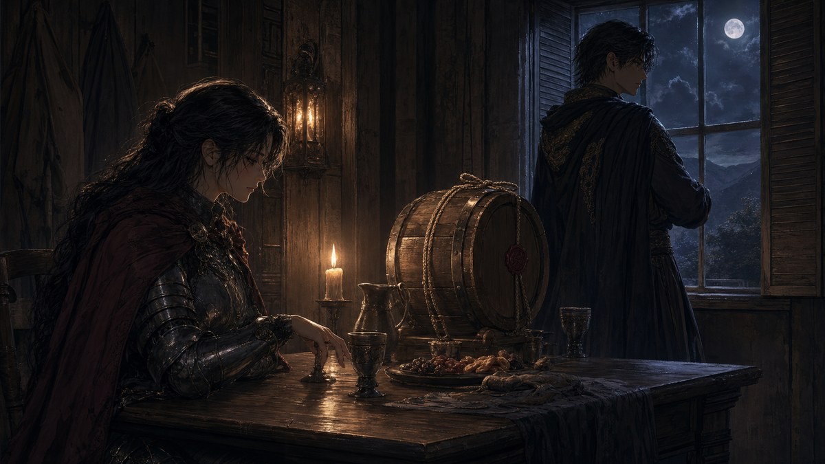 皇帝と女騎士260話261話 感想考察 酒で心を鎮めるポリアナと迷うルクソスのイメージ