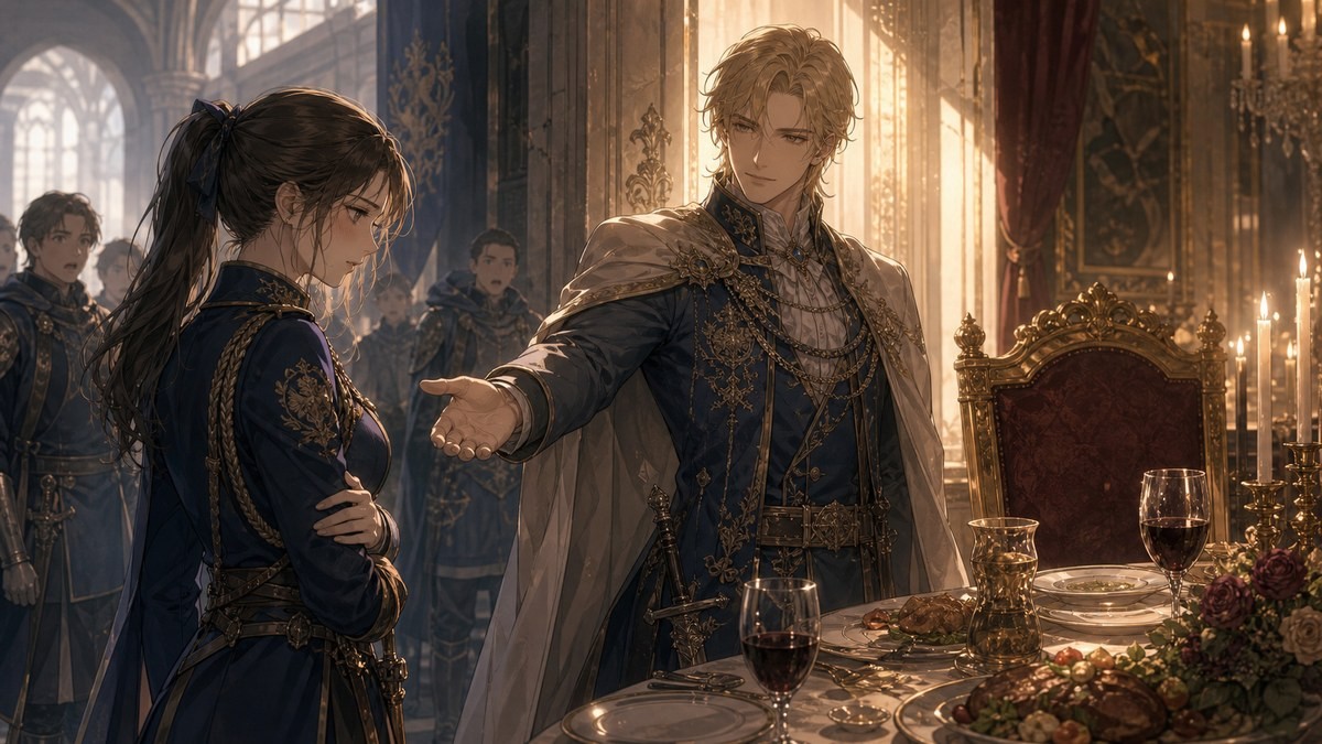 皇帝と女騎士330話331話 ネタバレ ルクソスのエスコートと食事のイメージ