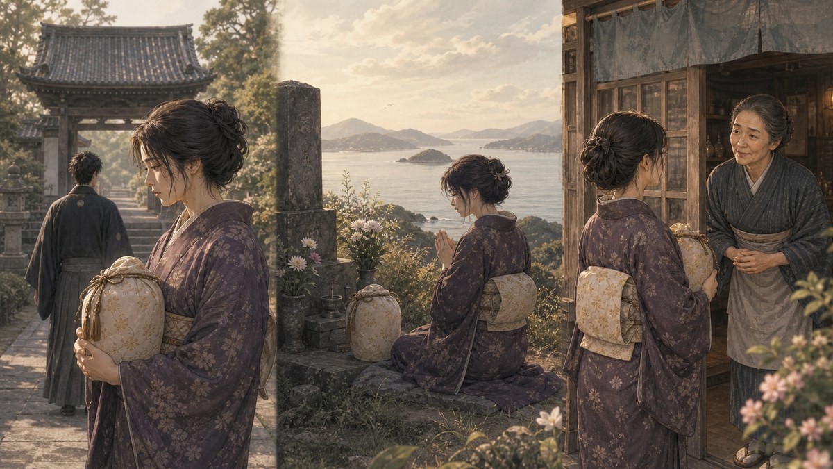 声なきものの唄107話あらすじ サヨリの遺骨を納めセンに報告する流れの要約画像