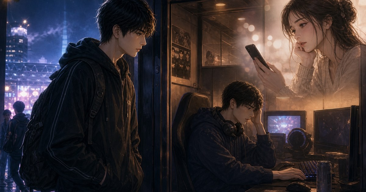 山田くんとLv999の恋をする108話 ネカフェのごぼうと山田と茜の誤解を描いたアイキャッチ