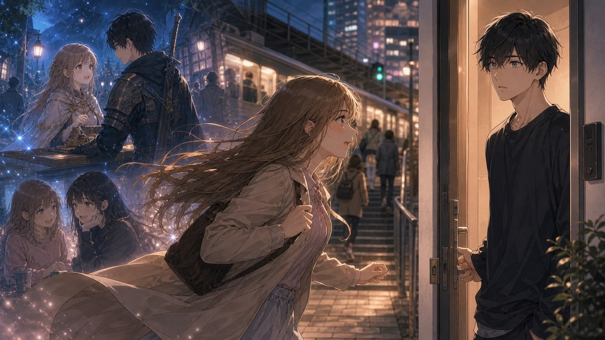 山田くんとLv999の恋をする34話 ネタバレ ゲームの出会いから山田の家で告白する茜のイメージ