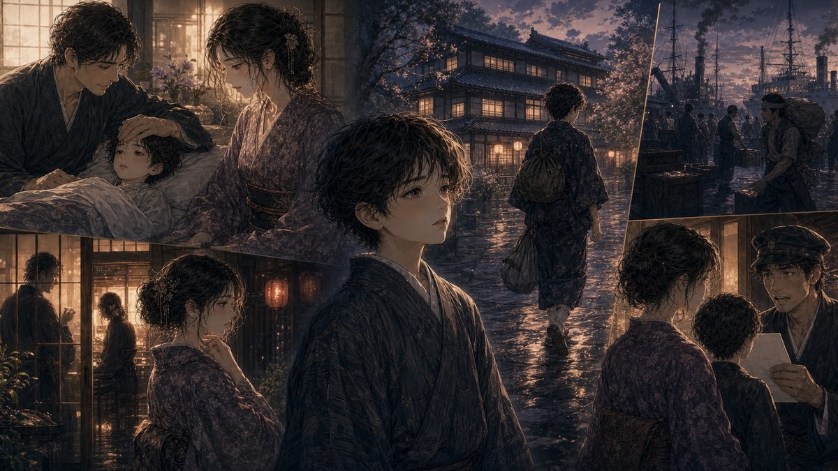 声なきものの唄103話あらすじ 瀬島の幼少期、両親、奉公先、父の事故の知らせをまとめた要約画像