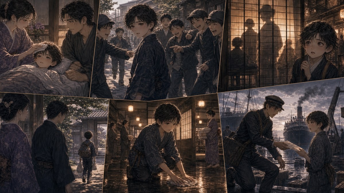 声なきものの唄103話ネタバレ 病弱な少年瀬島、母の影、奉公、父の負傷を描いた要約画像