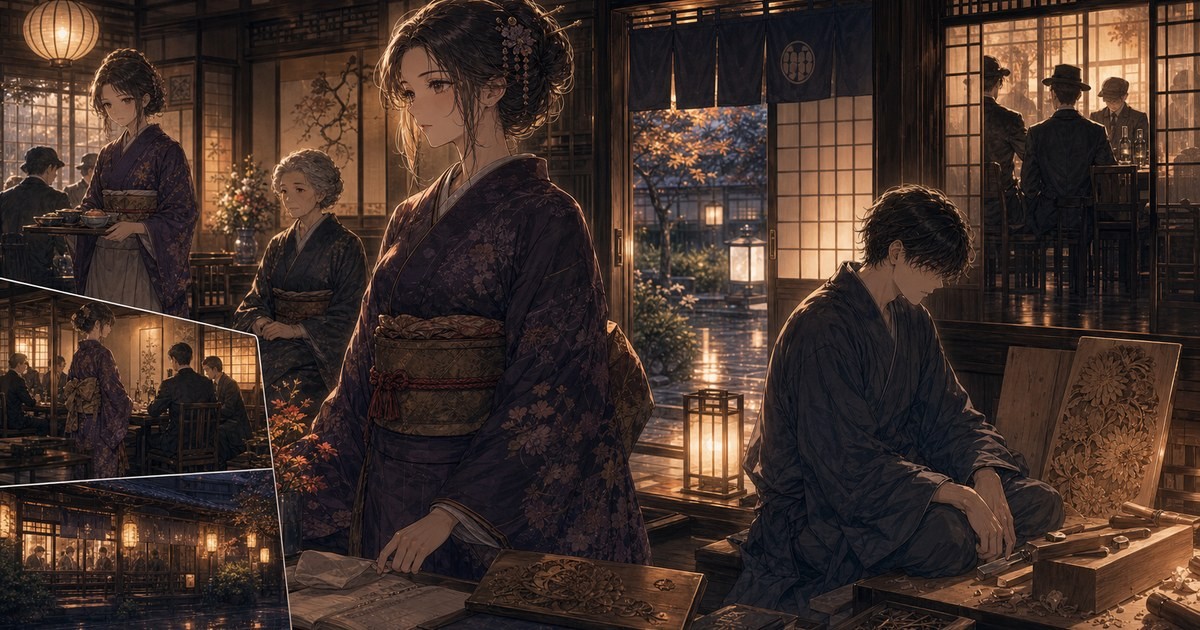 声なきものの唄108話 明子が料亭巴を支え徳次との距離に苦しむイメージ