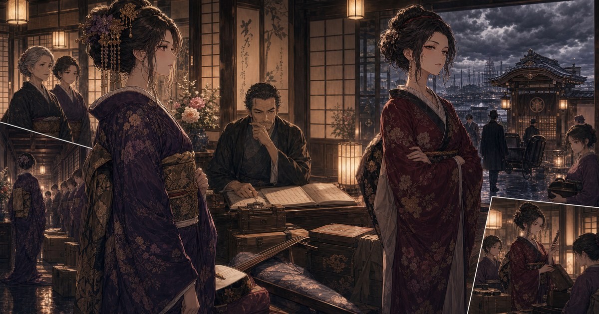 声なきものの唄110話 美蝶と冴路が東陽楼の格をめぐって対立するイメージ