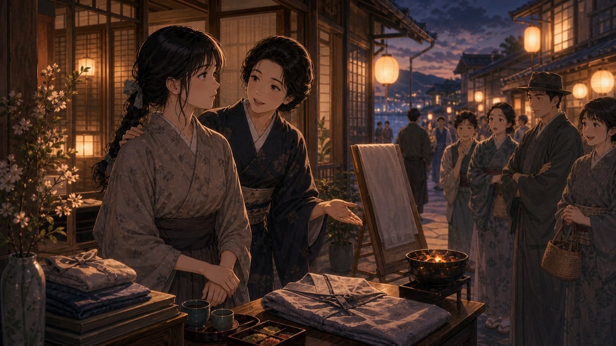 声なきものの唄80話 あらすじ チヌが質素な着物で顔見世に立つイメージ