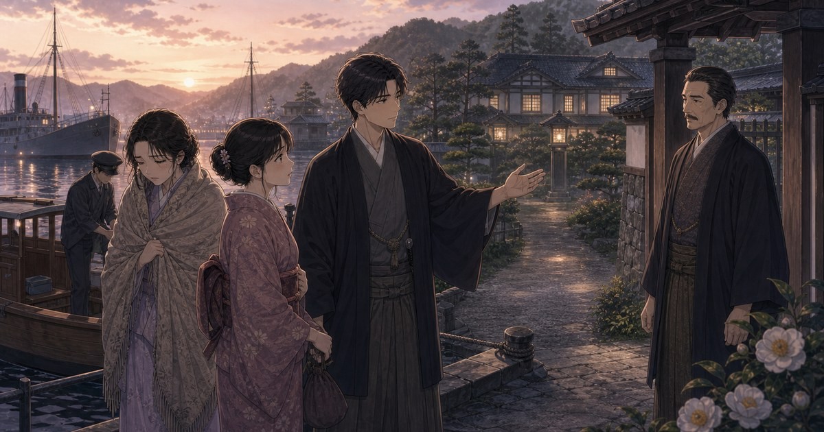 声なきものの唄86話 矢津港に戻ったチヌと公三郎が藤富家へ向かう場面のアイキャッチ画像