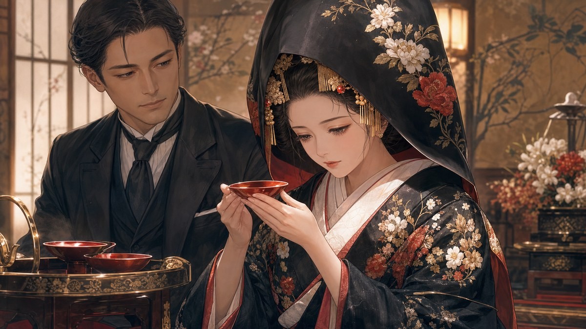 声なきものの唄91話 感想考察 黒振袖の花嫁姿と三々九度のイメージ