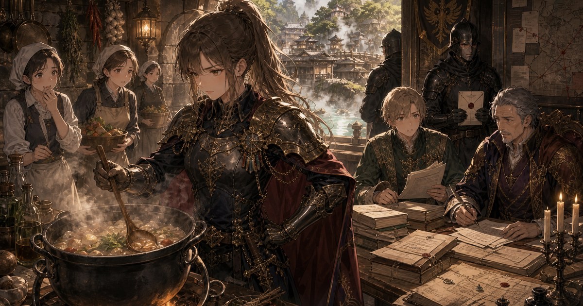 皇帝と女騎士286話287話 ポリアナの手料理とシトリンでの領主業務を描いたアイキャッチ画像