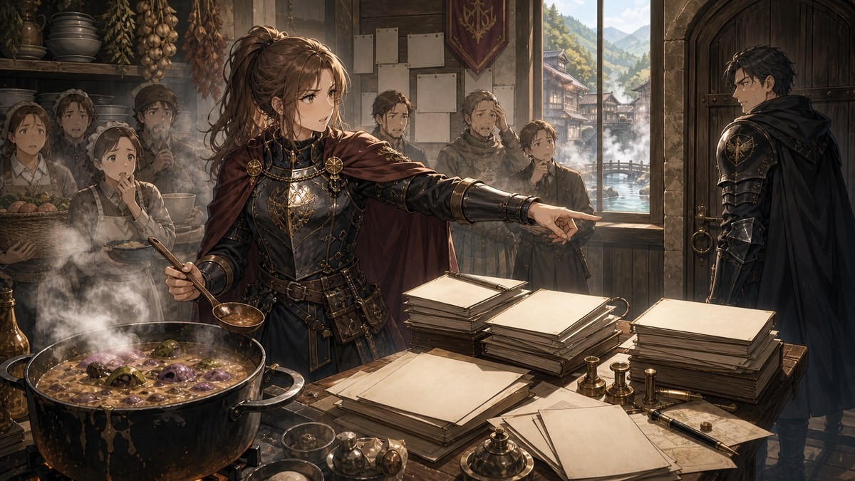 皇帝と女騎士286話287話ネタバレ ポリアナの手料理とシトリンの役人と護衛騎士への命令をまとめた画像