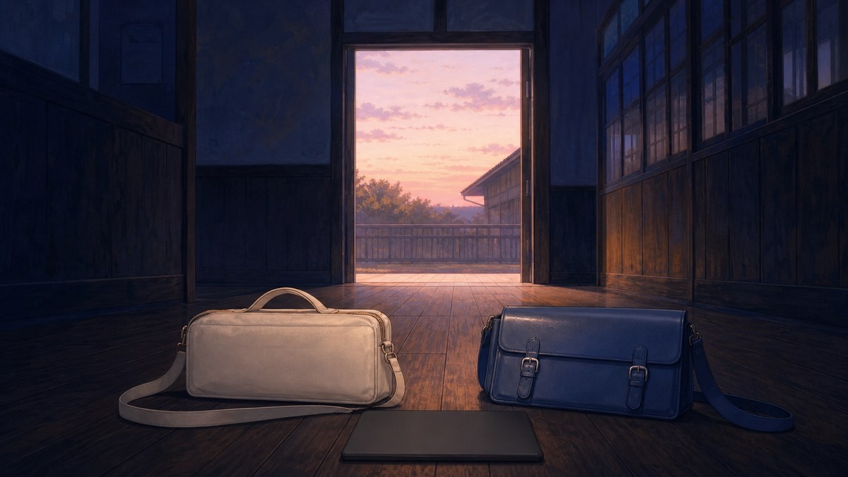 復讐を誓った少女の読みどころ 伏せた無地端末を背に二つの学生鞄が同じ夜明けへ向かう画像