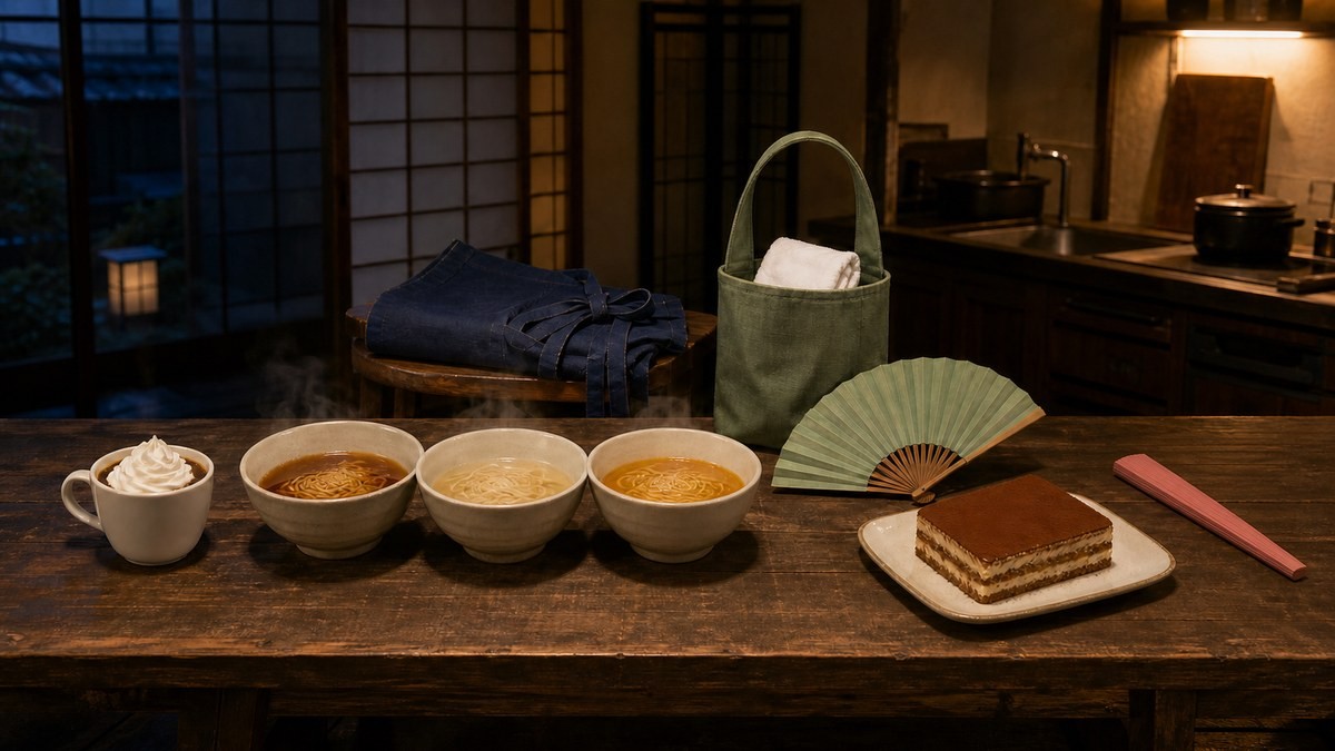 『舞妓さんちのまかないさん』6巻ネタバレ 理子を迎えるコーヒー、夜食のラーメン、百はなのティラミスをまとめた画像