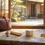 プロミス・シンデレラ完全ガイド 旅行鞄と旅館の鍵と無地のサイコロと二つの指輪を朝の玄関に置いた画像