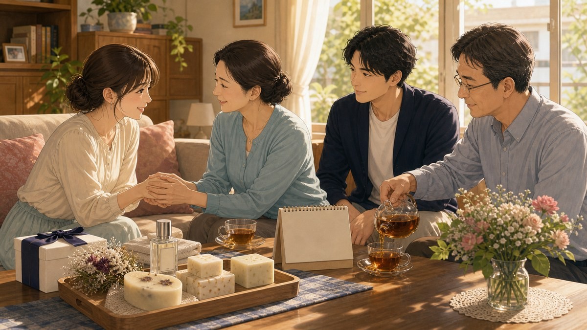あせとせっけん7巻ネタバレ 家族への初訪問と母の歓迎と1周年記念石けん完成を表す要約画像