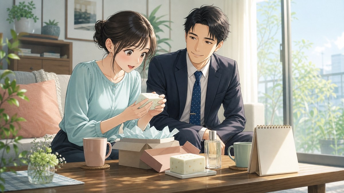 あせとせっけん8巻あらすじ 一周年の贈り物と麻子が香太郎との未来を思い描く要約画像