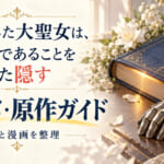 白い花と本、騎士の籠手を描いた転生した大聖女のアニメ・原作ガイド